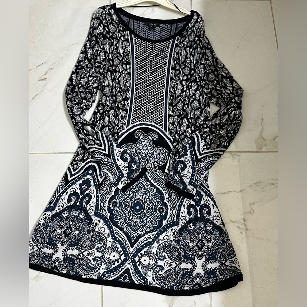 Black and White Patterned Dress